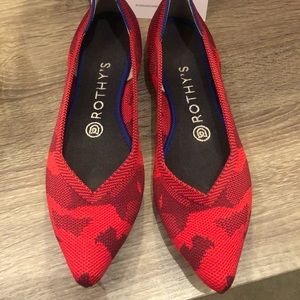 Rothy’s red camo slip one